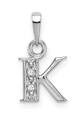 little initial K natural diamond white gold baby charm